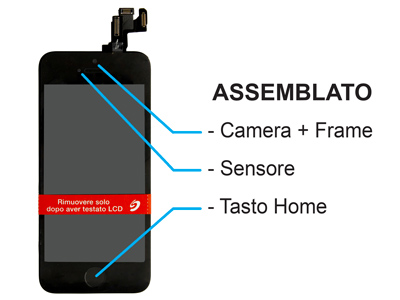 Apple iPhone 5S - Lcd+Touch NERO Assemblato Sensore+Camera+Home Qualità Eccelsa Matrice Compatibile AAA