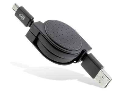 NGM Boris - Cavo Dati e Ricarica Riavvolgibile Usb/Micro USB 1mt Nero