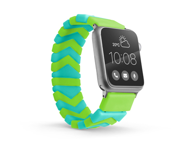 Apple Apple Watch 45mm. Serie 7 A2474-A2478 - Cinturino in Silicone Universale per Smartwatch e Orologi Tiffany/Green Serie FreeStyle