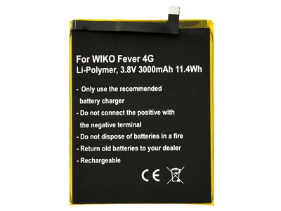 Wiko Fever 4G - Batteria Litio 3000 mAh slim