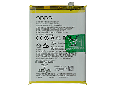 Oppo A5 2020 - BLP727 Batteria 5000 mAh Li-Ion + Adesivo **Bulk**