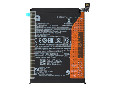 Xiaomi Poco F3 - BM4Y Batteria 4520 mAh + Adesivo **Bulk**