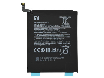 Xiaomi Redmi Note 5A - BN31 Batteria 3080 mAh + Adesivo **Bulk**