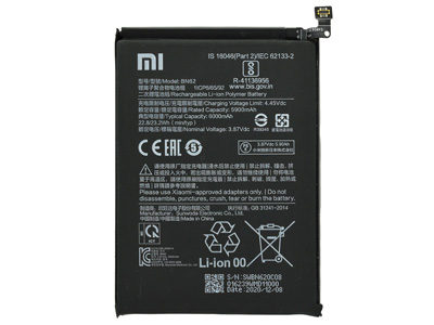 Xiaomi Poco M3 - BN62 Batteria 6000 mAh + Adesivo **Bulk**