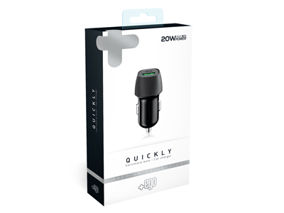 Huawei Media Pad  M2 10.0 LTE - Car charger Dual Premium Collection Usb A/Type-C 20W 3A Black