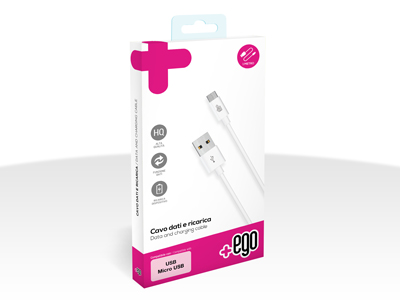 Wiko Sunny - Sync Data and Charging cable Usb A - Micro USB White 1 mt.