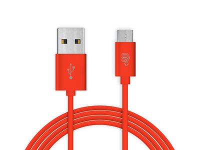 Nokia 532 Lumia - Sync Data and Charging cable Usb A - Micro Usb Red 1 mt. Soft Touch