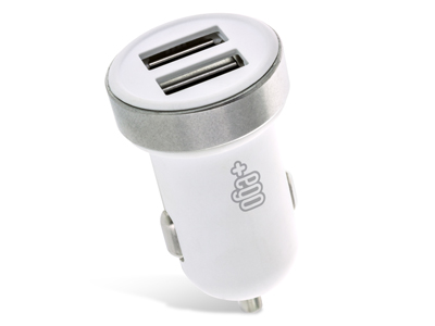 Huawei Media Pad  M2 10.0 LTE - Dual Usb Car charger  Soft Touch  White 12/24V  2.1A