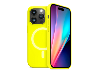 Apple iPhone 15 Pro - Cover Gommata Serie Neon Mag Colore Giallo