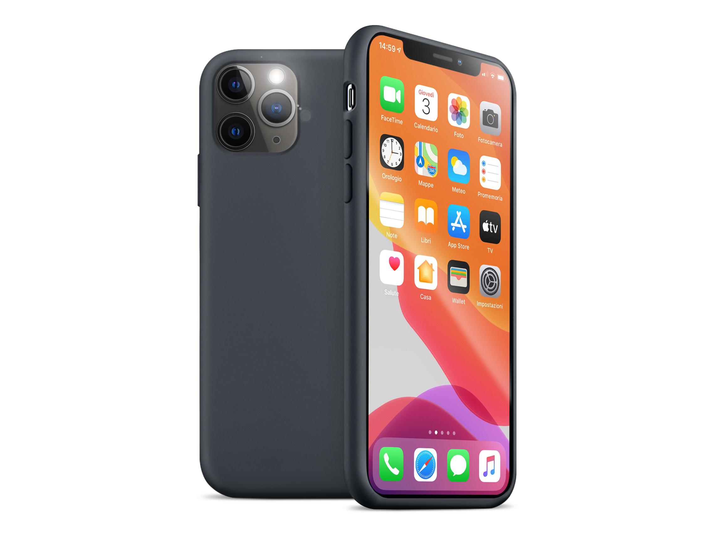 Apple iPhone 11 Pro Max - Cover gommata Magnetica Liquid Case Nero