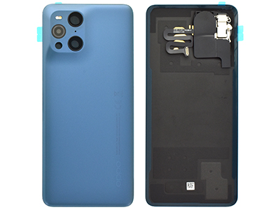 Oppo Find X3 Pro - Cover Batteria + Vetrino Camera + Adesivi + Flat Camera Microscopio + Flash Blue