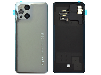 Oppo Find X3 Pro - Cover Batteria + Vetrino Camera + Adesivi Flat Camera Microscopio Gloss Black