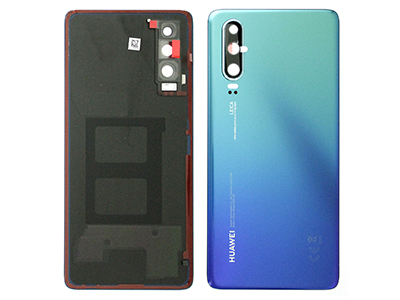 Huawei P30 - Cover batteria + Vetrino Camera Aurora Blue