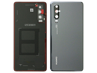 Huawei P30 - Cover batteria + Vetrino Camera Nero