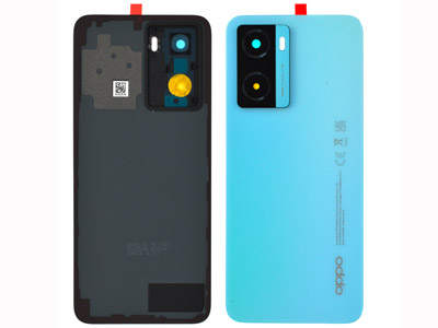 Oppo A57s - Cover Batteria + Vetrino Camera + Adesivi Blue