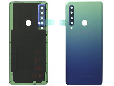Samsung SM-A920 Galaxy A9 - Cover Batteria in vetro + Vetrino Camera + Adesivi Blu