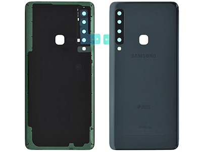 Samsung SM-A920 Galaxy A9 - Cover Batteria in vetro + Vetrino Camera + Adesivi vers. Duos Nero