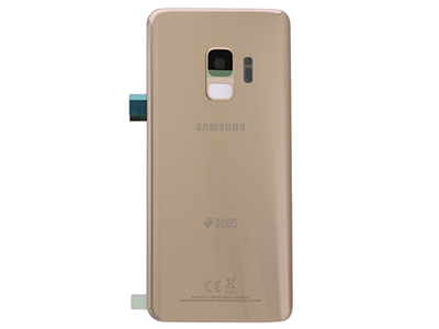 Samsung SM-G960 Galaxy S9 - Cover Batteria in vetro + Vetrino Camera + Vetrino Flash  Oro  vers. Dual Sim