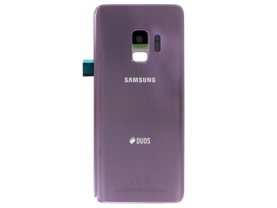Samsung SM-G960 Galaxy S9 - Cover Batteria in vetro + Vetrino Camera + Vetrino Flash  Lilac Purple  vers.Dual