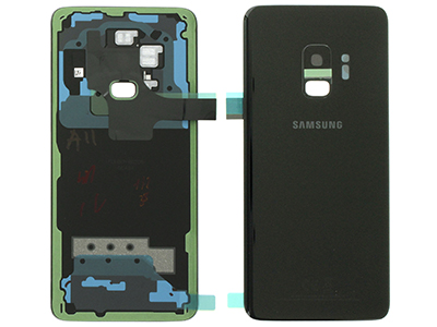 Samsung SM-G960 Galaxy S9 - Cover Batteria in vetro + Vetrino Camera + Vetrino Flash  Nero