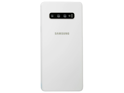 Samsung SM-G975 Galaxy S10+ - Cover Batteria in vetro + Vetrino Camera Ceramic White