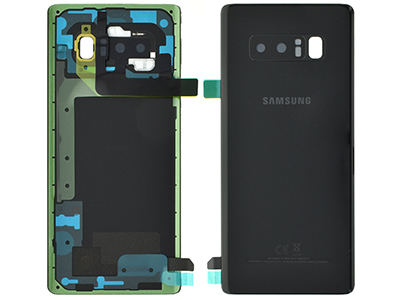 Samsung SM-N950 Galaxy Note 8 Dual-Sim - Cover Batteria in vetro + Vetrino Camera + Vetrino Flash vers. Single Sim Nero