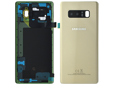 Samsung SM-N950 Galaxy Note 8 Dual-Sim - Cover Batteria in vetro + Vetrino Camera + Vetrino Flash Oro