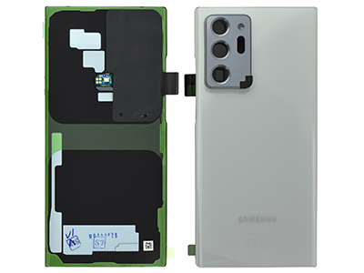 Samsung SM-N986 Galaxy Note 20 Ultra 5G - Cover Batteria in vetro + Vetrino Camera + Adesivi + Microfono Mystic White