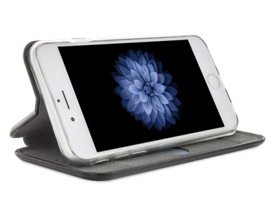 Apple iPhone 7 - Custodia EcoPelle serie CURVED colore Nero Completa di Case interna Trasparente