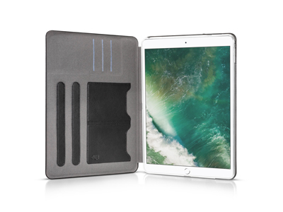 Apple iPad Pro 10.5'' Model n: A1701-A1709 - Custodia EcoPelle serie CURVED colore Nero Completa di Case interna Trasparente