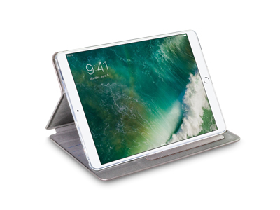 Apple iPad Pro 10.5'' Model n: A1701-A1709 - Custodia EcoPelle serie CURVED colore Grigio Completa di Case interna Trasparente