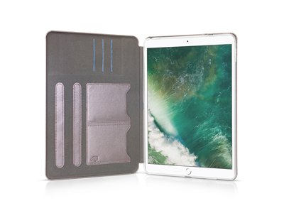 Apple iPad Pro 10.5'' Model n: A1701-A1709 - Custodia EcoPelle serie CURVED colore Grigio Completa di Case interna Trasparente