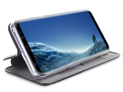 Samsung SM-A750 Galaxy A7 2018 - Custodia EcoPelle serie CURVED colore Nero Completa di Case interna Trasparente