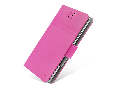 Nokia 830 Lumia - Universal PU Leather Case size XL up to 5.5'' Fold series  Hot Pink