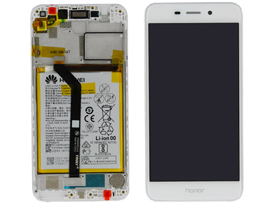Huawei Honor 6C Pro - Lcd + Touchscreen + Frame + Batteria +Altoparlante + Switch Tasti Lat. Bianco
