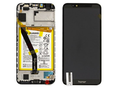 Huawei Honor 7A - Lcd + Touchscreen + Frame + Batteria + Vibrazione +Altoparlante + Switch Tasti Lat. Nero
