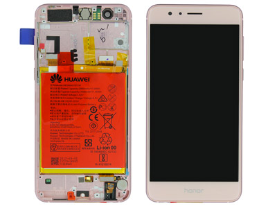 Huawei Honor 8 - Lcd + Touchscreen + Frame + Batteria + Vibrazione +Altoparlante + Tasti Laterali  Rosa