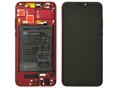 Huawei Honor 8X - Lcd + Touchscreen + Batteria + Frame + Altoparlante + Tasti Laterali Rosso