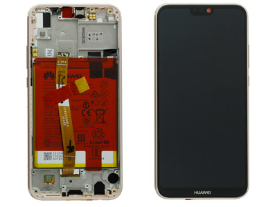 Huawei P20 Lite Dual Sim - Lcd + Touch + Frame + Batteria + Tasti Laterali + Altoparlante Rosa