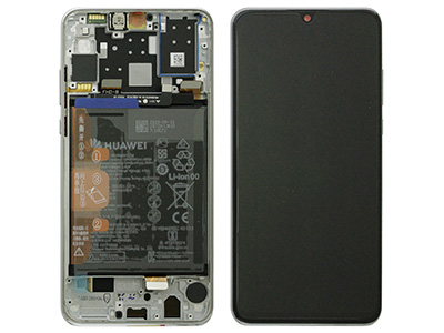 Huawei P30 Lite - Lcd + Touch + Frame + Batteria + Tasti Laterali Pearl White 