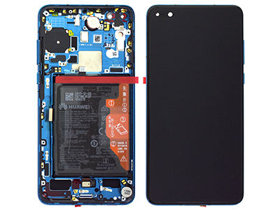 Huawei P40 - Lcd + Touch + Frame + Batteria + Tasti Laterali + Altoparlante + Vibrazione  Blu