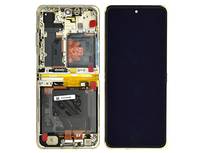 Huawei P50 Pocket - Lcd + Touch Screen + Frame + Batterie Tasto Volume + Altoparlante Premium Gold