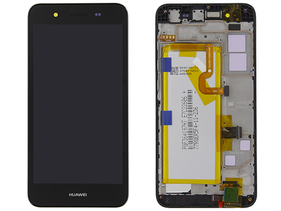 Huawei P8 Lite Smart - Lcd + Touchscreen + Frame + Batteria + Altoparlante + Switch Tasti Lat. Nero