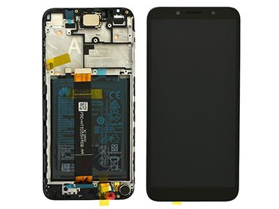 Huawei Y5p - Lcd + Touch + Frame + Batteria + Vibrazione + Altoparlante + Switch Tasti Lat.  Nero