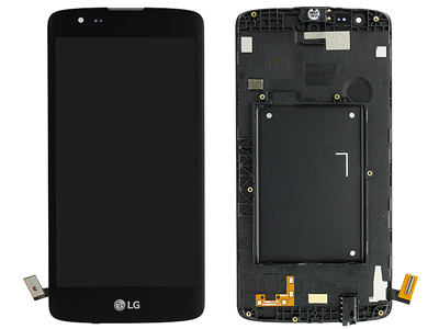 Lg K350N K8 4G - Lcd + Touchscreen + Frame + Jack Audio + Altoparlante  Nero