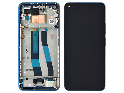 Xiaomi Mi 11 Lite - Lcd + Touchscreen + Frame + Tasto Volume Bubblegum Blue
