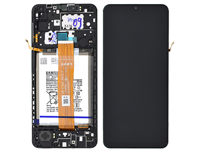 Samsung SM-A125 Galaxy A12 - Lcd + Touchscreen + Frame + Batteria + Suoneria + Altoparlante Nero