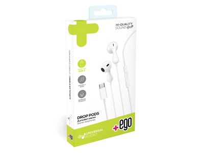 Apple iPhone 15 Pro Max - Wired Stereo earphone - Usb C  with microphone and remote control  White