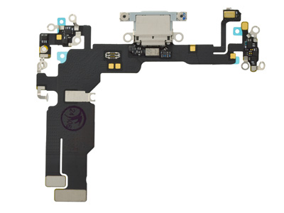 Apple iPhone 15 - Flat Cable + Plug-In Connector + Microphone + IC Blue No Logo