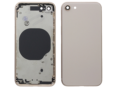 Apple iPhone 8 - Frame in metallo +Tasti Laterali + Sportellino Sim + Back Cover + Vetrino NO LOGO Oro